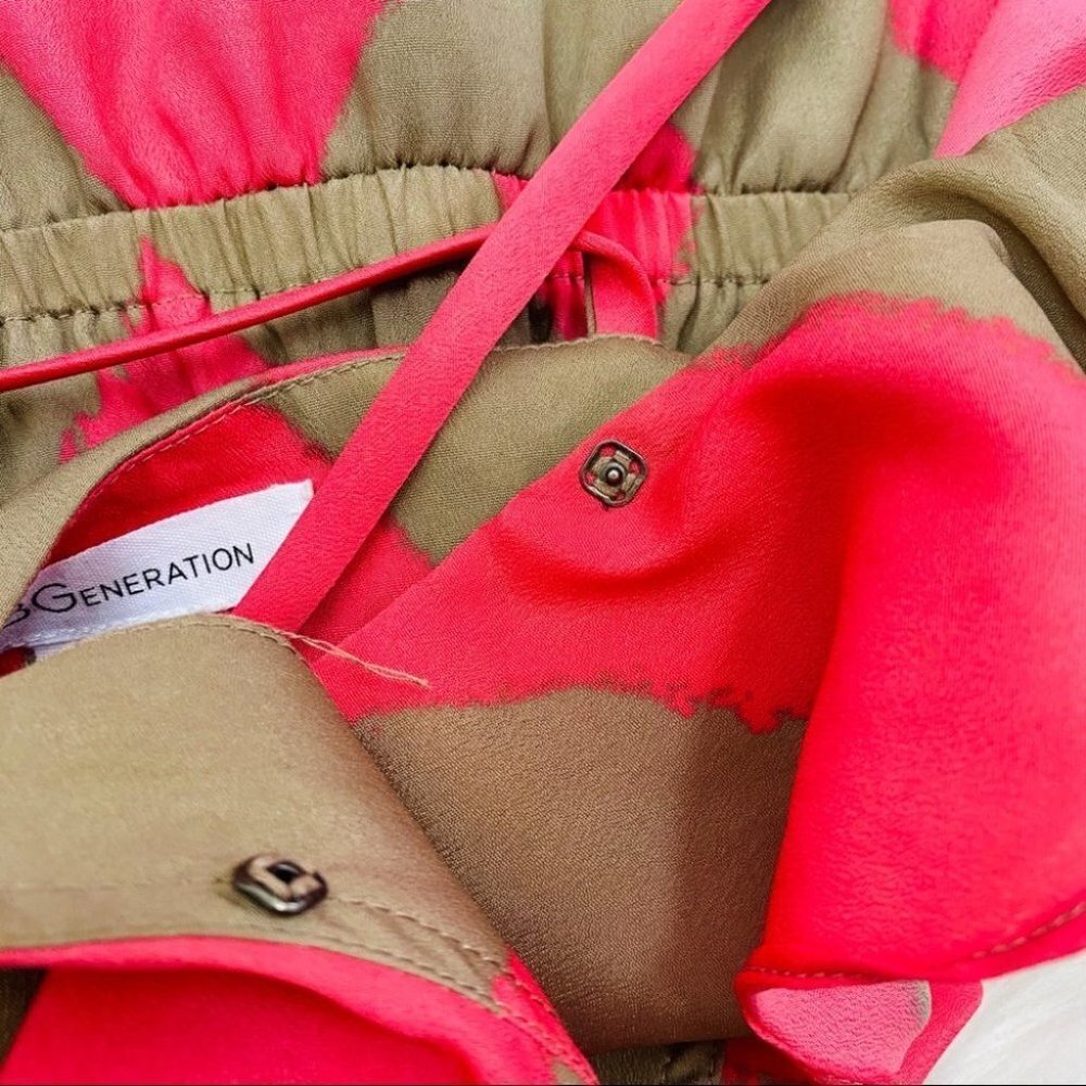 BCBGeneration Summer Strap Dress Pink Tan Ruffles - Picture 13 of 16